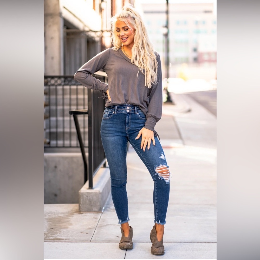 Kancan Dillon High Rise Ripped Ankle Skinny Jeans - Picture 1 of 7